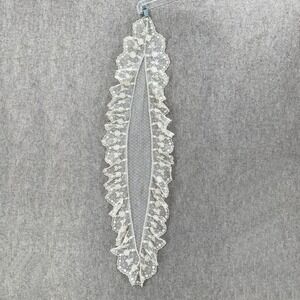 Vintage Ivory Lace Ruffle Jabot Trim Floral Dot Sheer Mesh Scarf‎ Lappet Collar